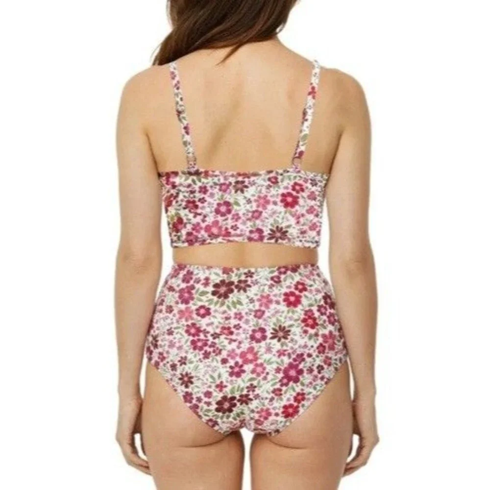 Tahari Multi Red Floral Tankini Bikini Swimsuit Set Women’s Size Small S NWT